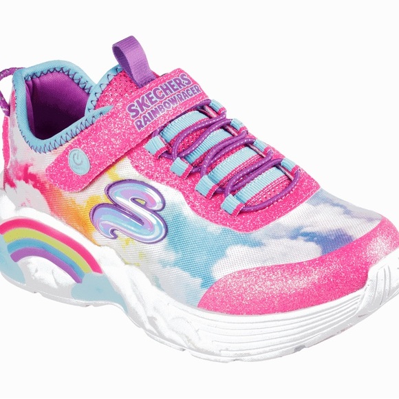 Skechers Girls Rainbow Racer Clouds Light Up Sneakers - Picture 1 of 5